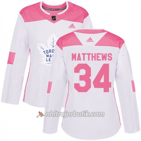 Dame Ishockey Toronto Maple Leafs Tröja Auston Matthews 34 Adidas 2017-2018 Vit Rosa Fashion Authentic
